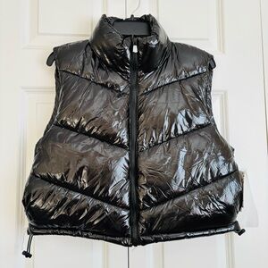 Shiny Black Puffer Vest